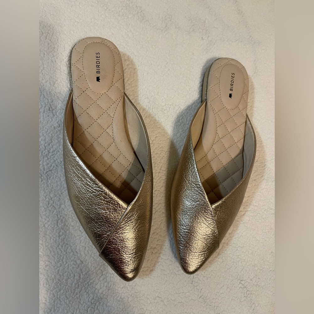 Birdies Metallic Gold Mules